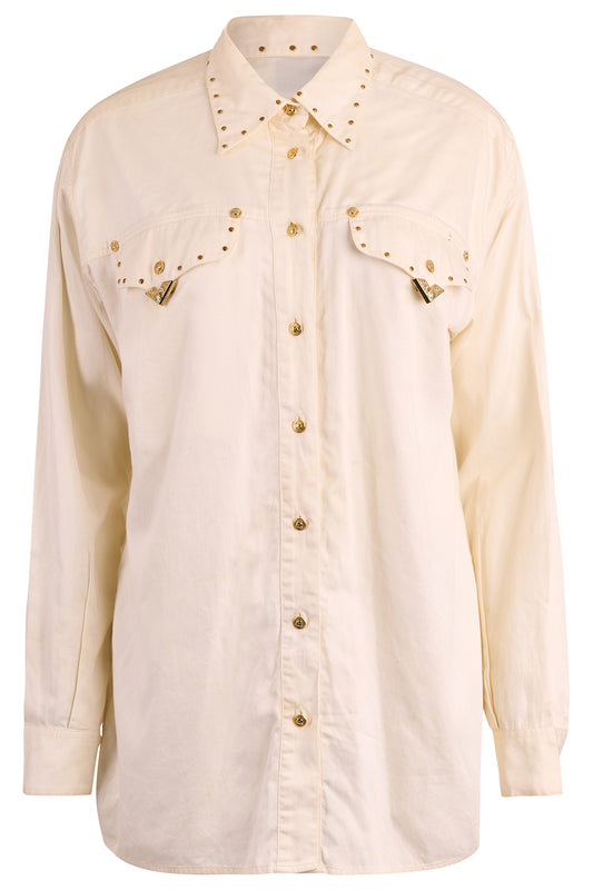 Vintage Versace F/W 1992 " Miss S&M" White Studs Shirts