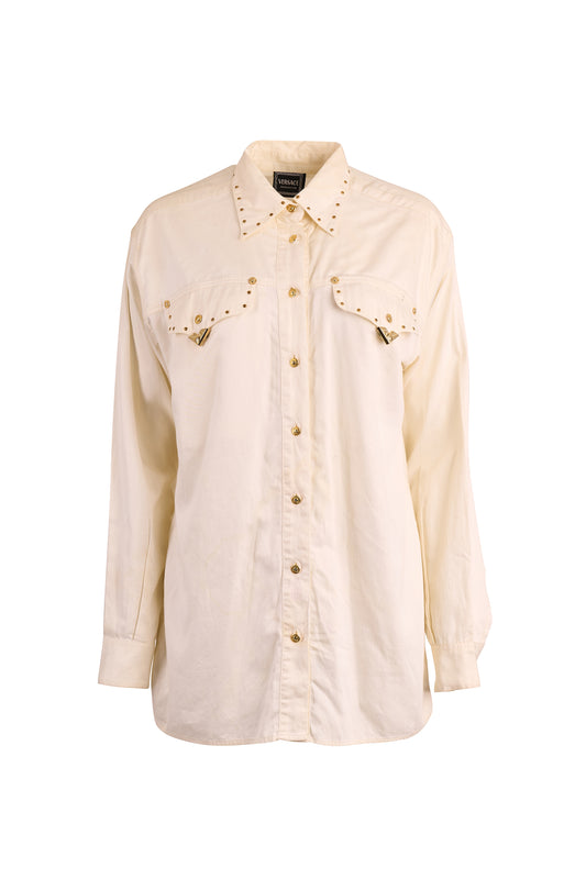 Vintage Versace F/W 1992 " Miss S&M" White Studs Shirts