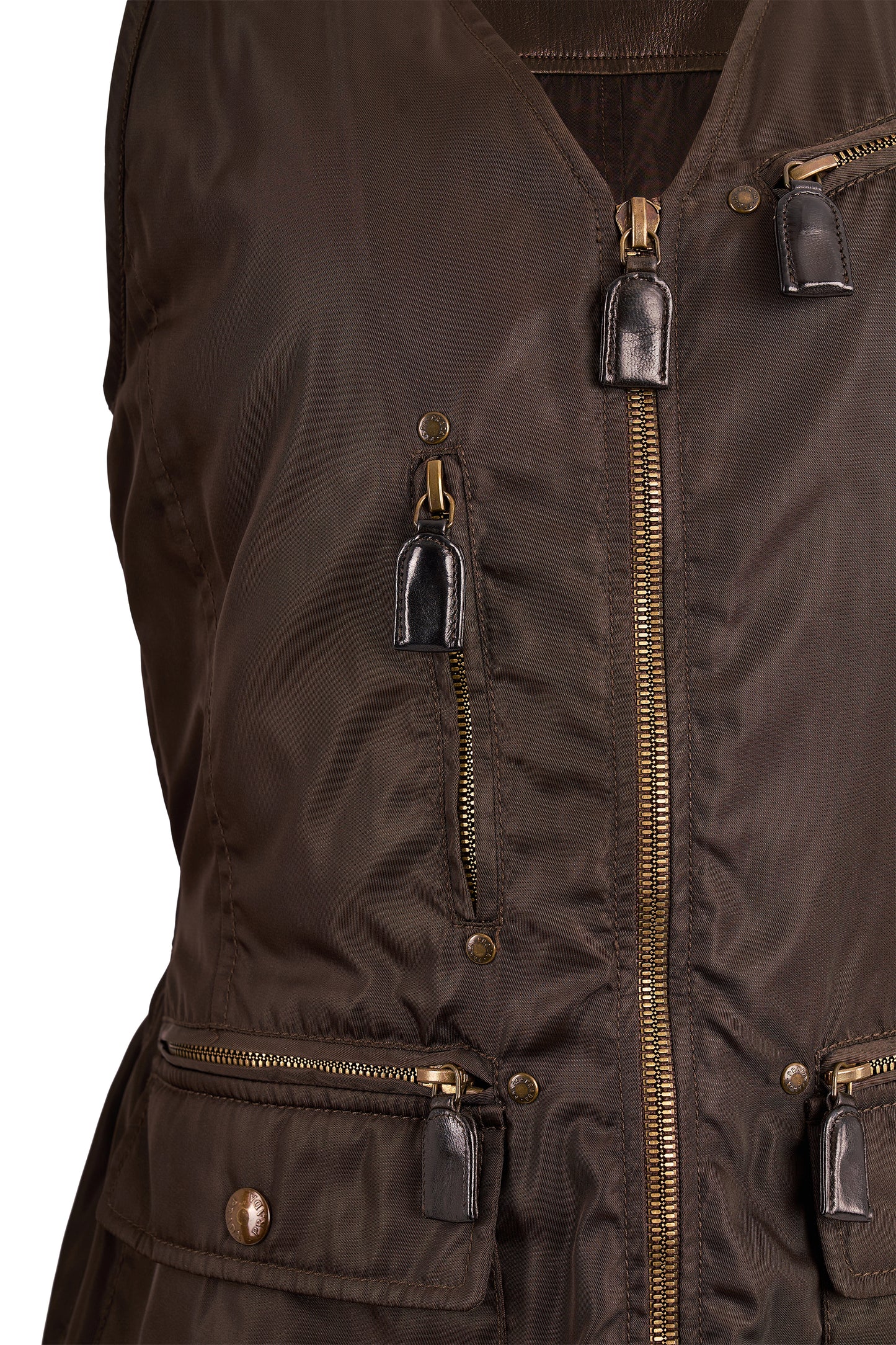 Vintage F/W 1994 Nylon/Leather Brown Utility Vest