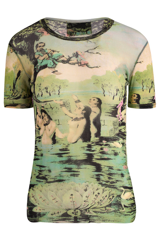 Vintage Jean Paul Gaultier 1998 Krishna Mesh Print Top