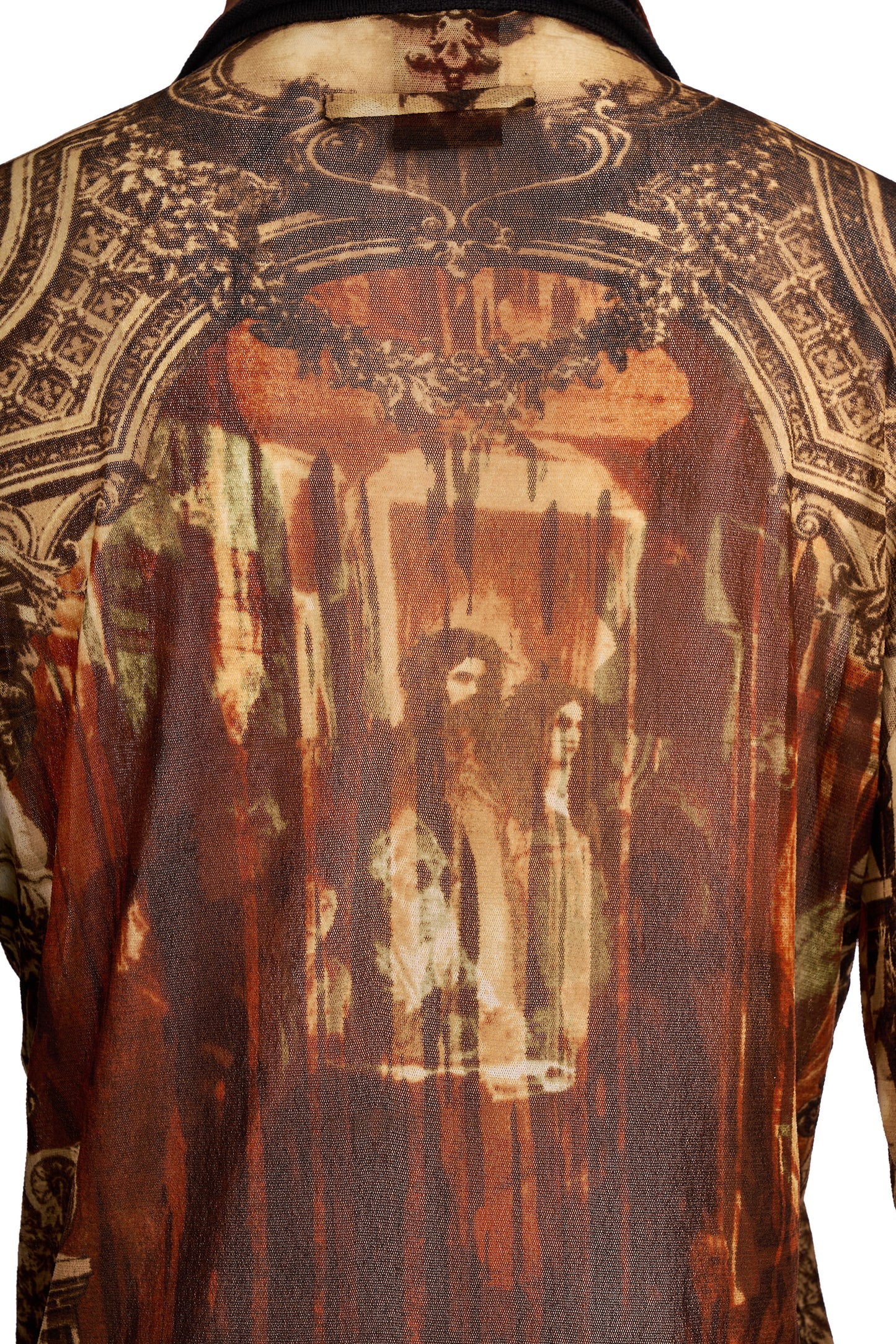 Vintage Jean Paul Gaultier A/W 1998 Gothic Church Print Mesh Shirt