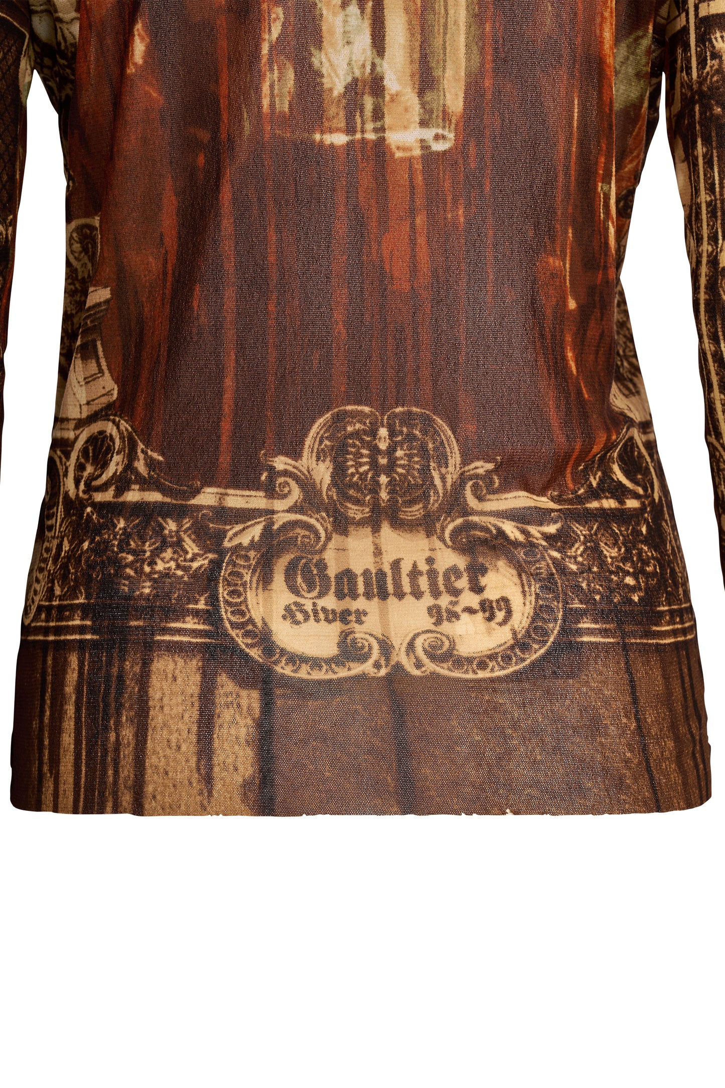 Vintage Jean Paul Gaultier A/W 1998 Gothic Church Print Mesh Shirt