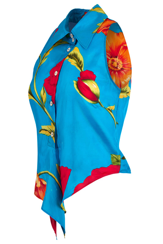 Vintage D&G 2000's Floral Silk Tie Up Blouse