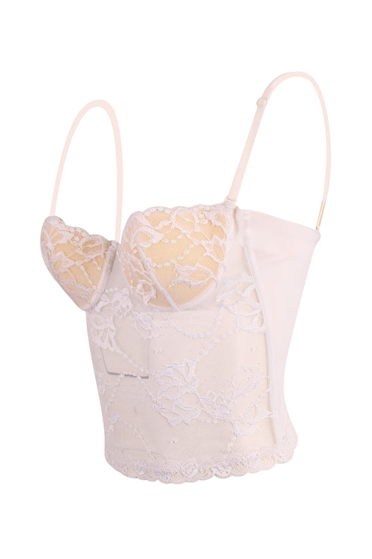Vintage 2000's La Perla White Lace Corset Top