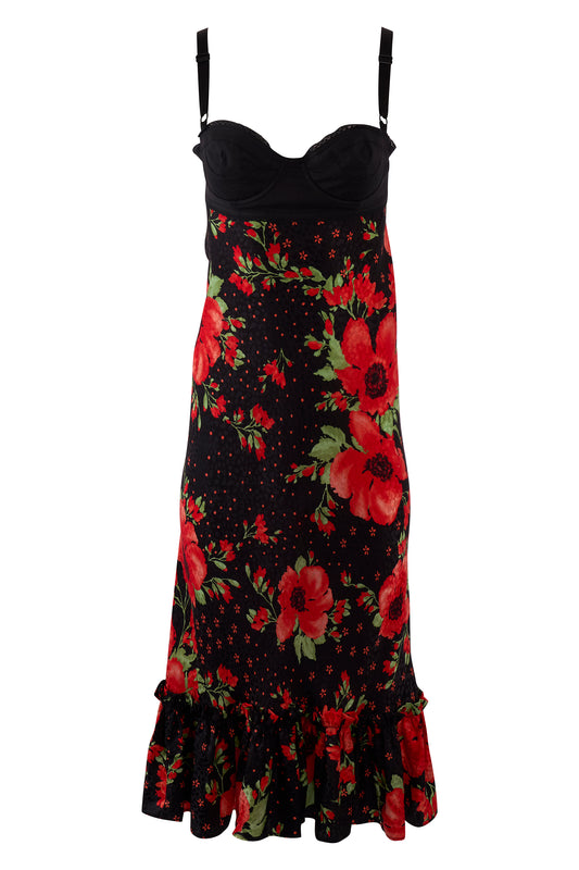 Vintage Dolce&Gabbana Floral Black Bustier Dress