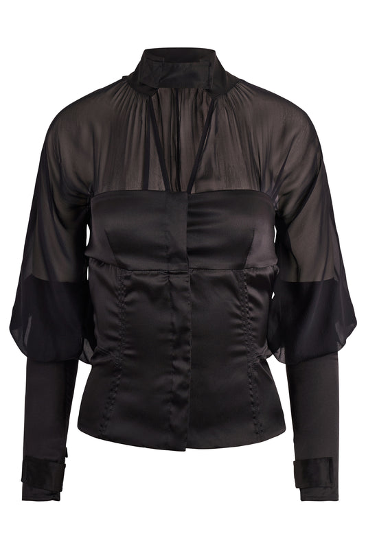 Gucci by Tom Ford A/W 2003 Black Silk Sheer Blouse