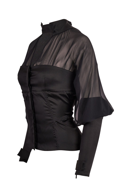 Gucci by Tom Ford A/W 2003 Black Silk Sheer Blouse