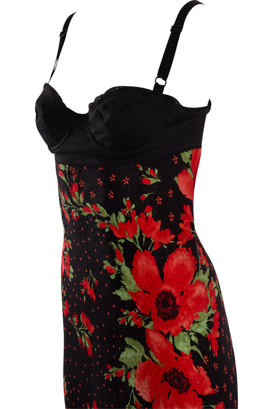 Vintage Dolce&Gabbana Floral Black Bustier Dress