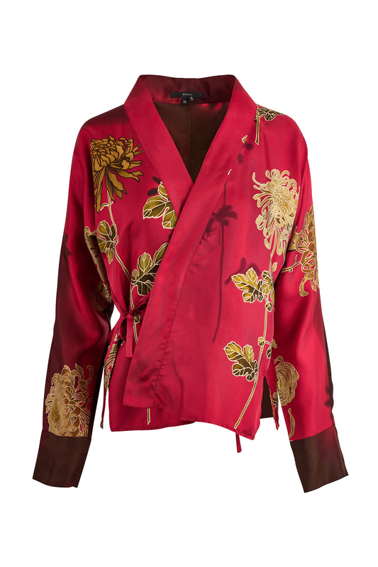 Vintage Gucci by Tom Ford S/S 2001 Floral Red Silk Kimono