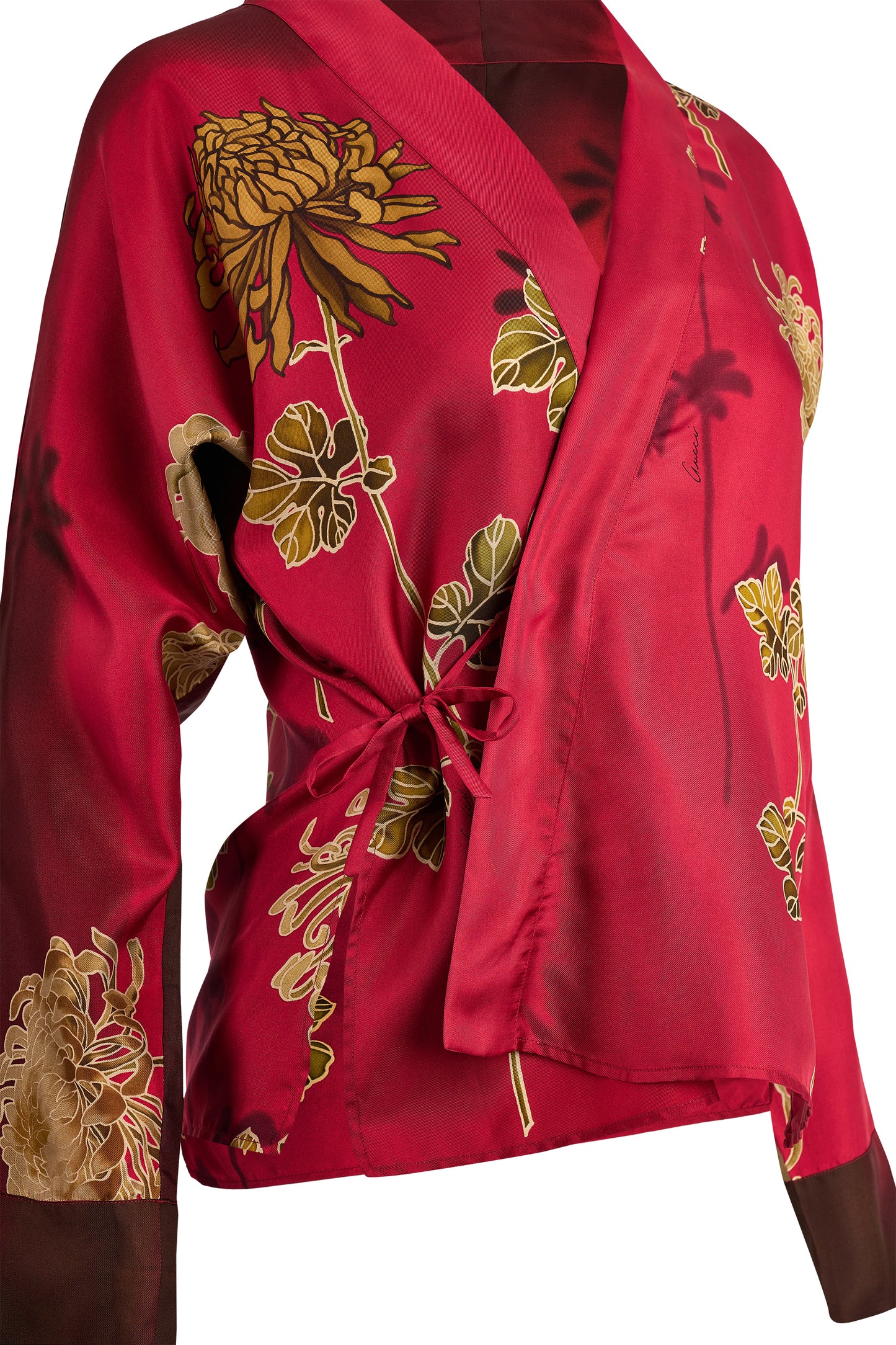 Vintage Gucci by Tom Ford S/S 2001 Floral Red Silk Kimono
