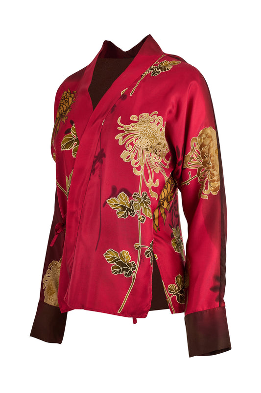 Vintage Gucci by Tom Ford S/S 2001 Floral Red Silk Kimono