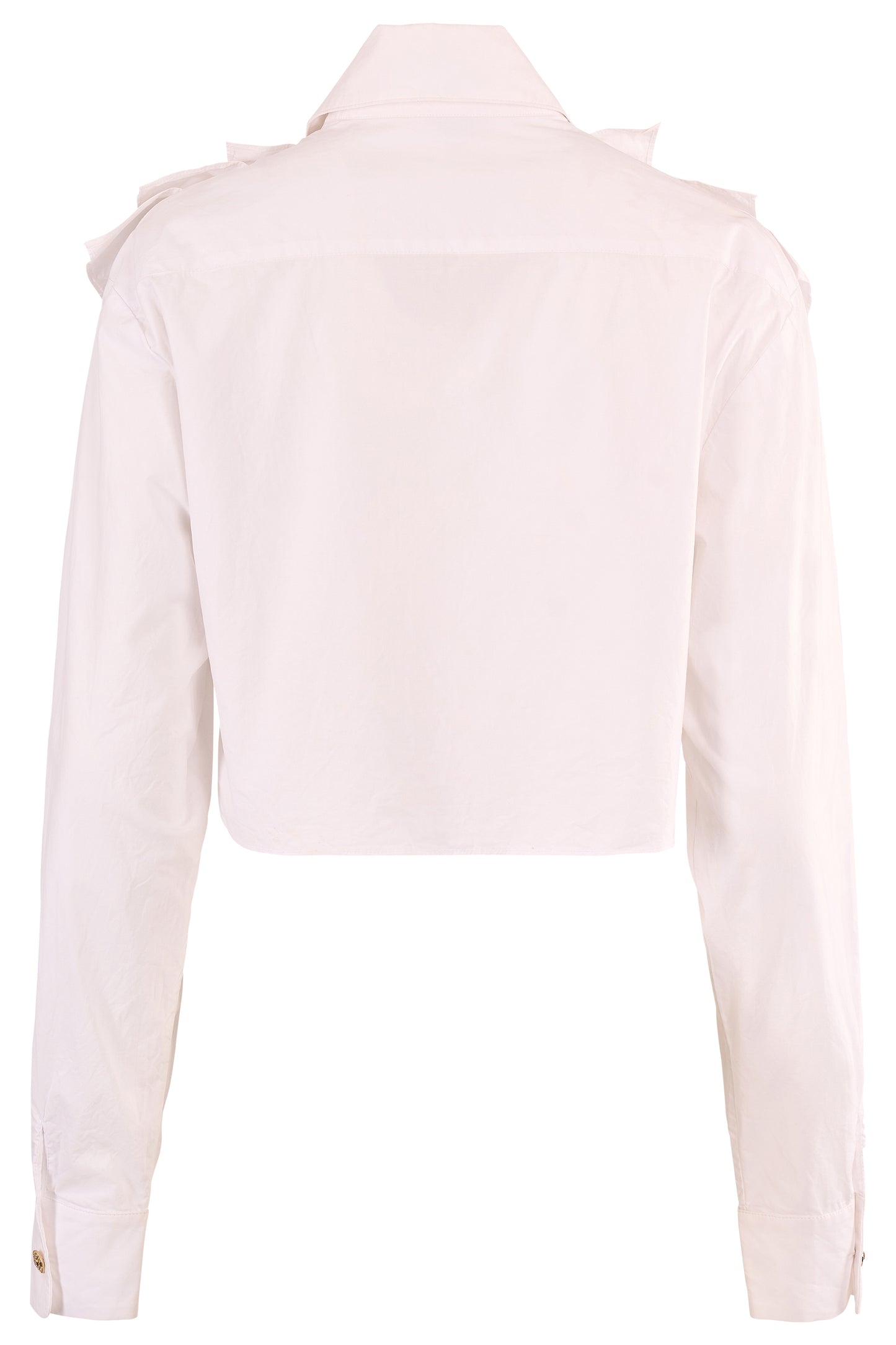 Chanel 2022 Ruffled White Cropped Shirt