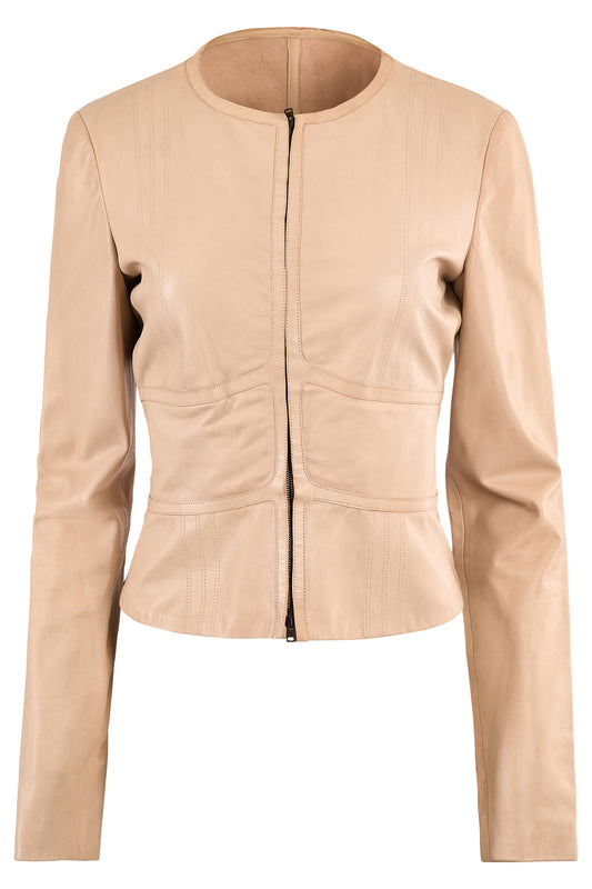 Vintage Gucci By Tom Ford Nude Leather Jacket