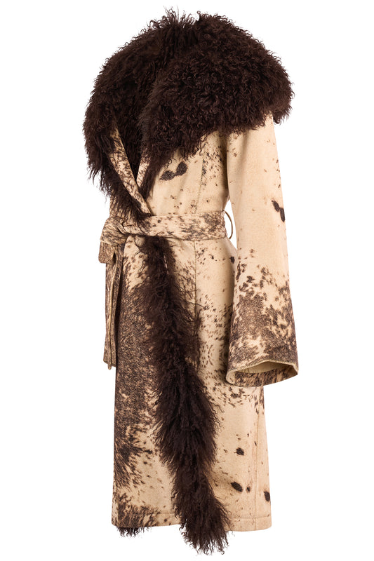 Vintage Roberto Cavalli F/W 1999 Wool Shearling Trim Coat