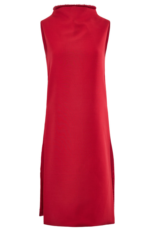 Vintage 1990's Gianni Versace Couture Red  Wool Sleevless Dress