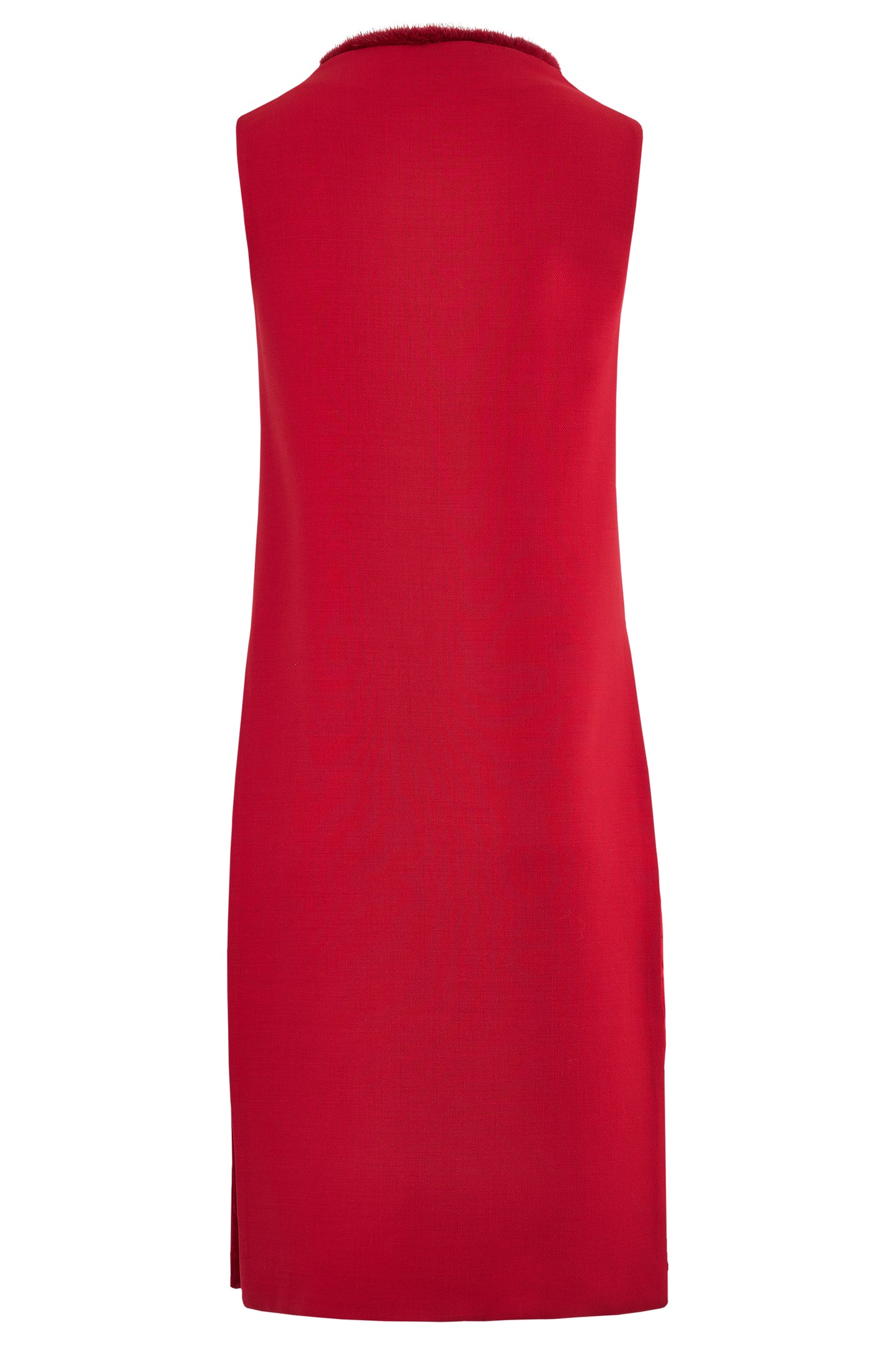 Vintage 1990's Gianni Versace Couture Red  Wool Sleevless Dress