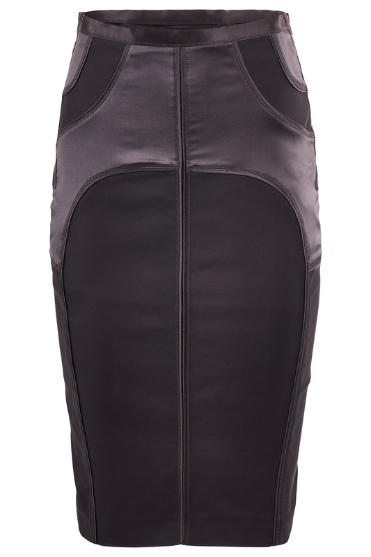 Vintage Gucci By Tom Ford A/W 2003 Grey Satin Pencil Skirt