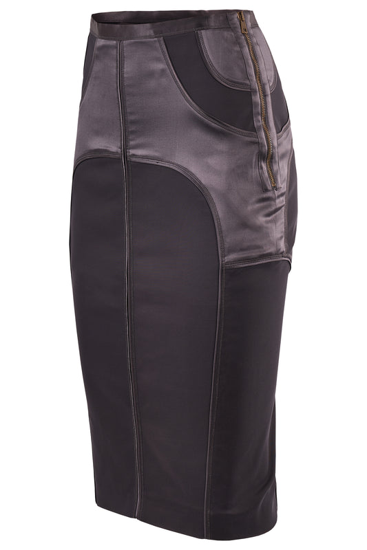 Vintage Gucci By Tom Ford A/W 2003 Grey Satin Pencil Skirt