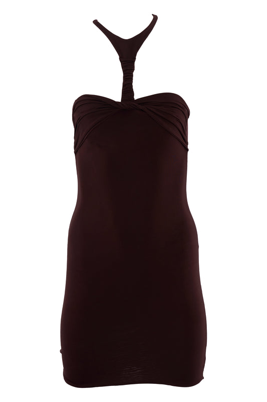 Vintage Gucci F/W 2004 Plunging Cutout Purple Evening Mini Dress
