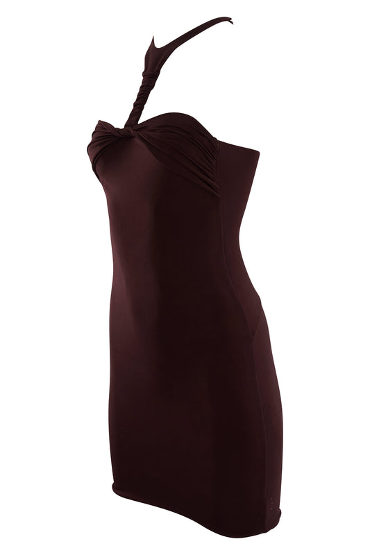 Vintage Gucci F/W 2004 Plunging Cutout Purple Evening Mini Dress