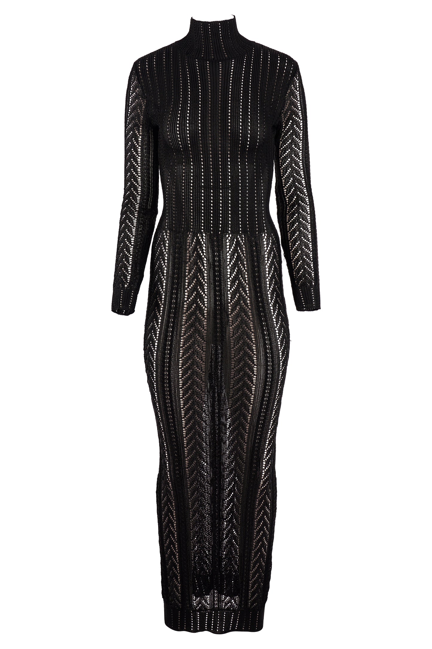 Christian Dior F/W 1999 Black Metallic Crochet Knit Maxi Dress