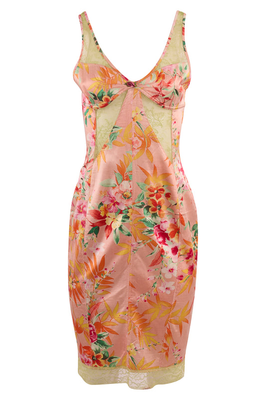 Dolce & Gabbana 2005 Vintage Pink Floral Lace Bodycon Dress