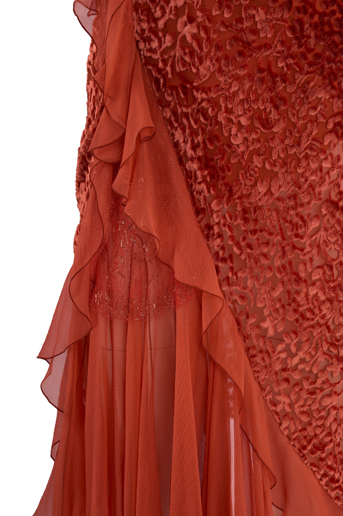 Vintage By John Galliano Circa 2000's Velvet  Bias Burnt Orange Dress