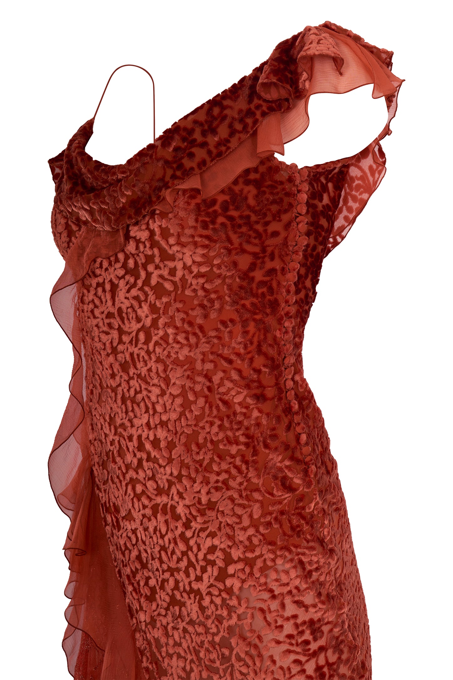 Vintage By John Galliano Circa 2000's Velvet  Bias Burnt Orange Dress