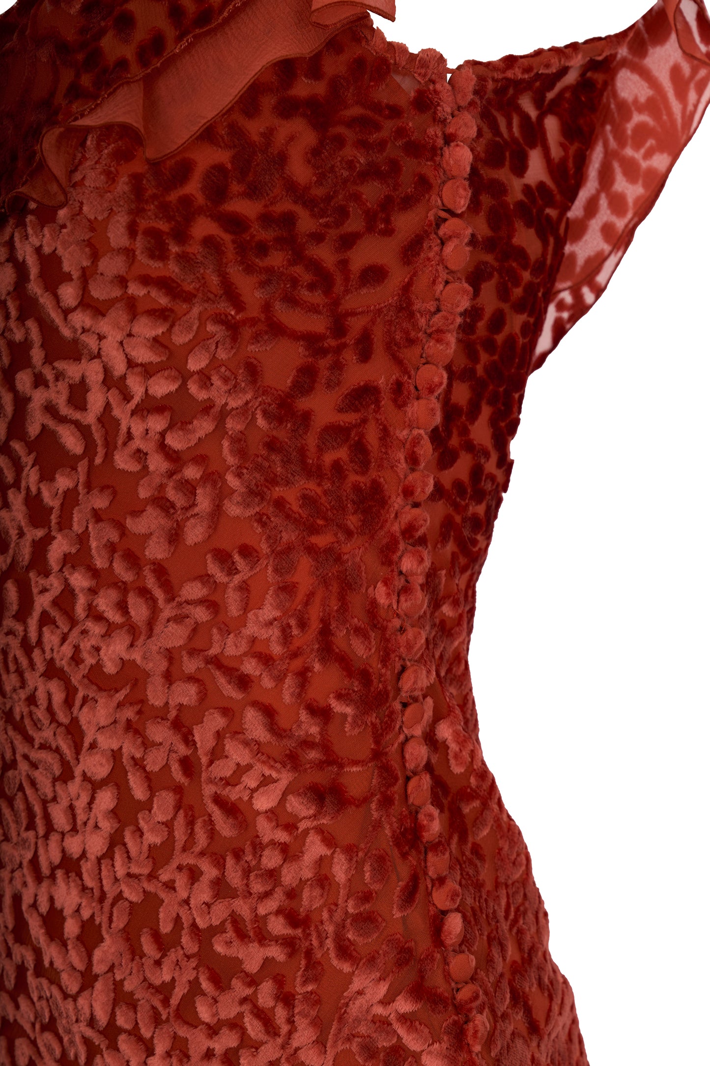 Vintage By John Galliano Circa 2000's Velvet  Bias Burnt Orange Dress