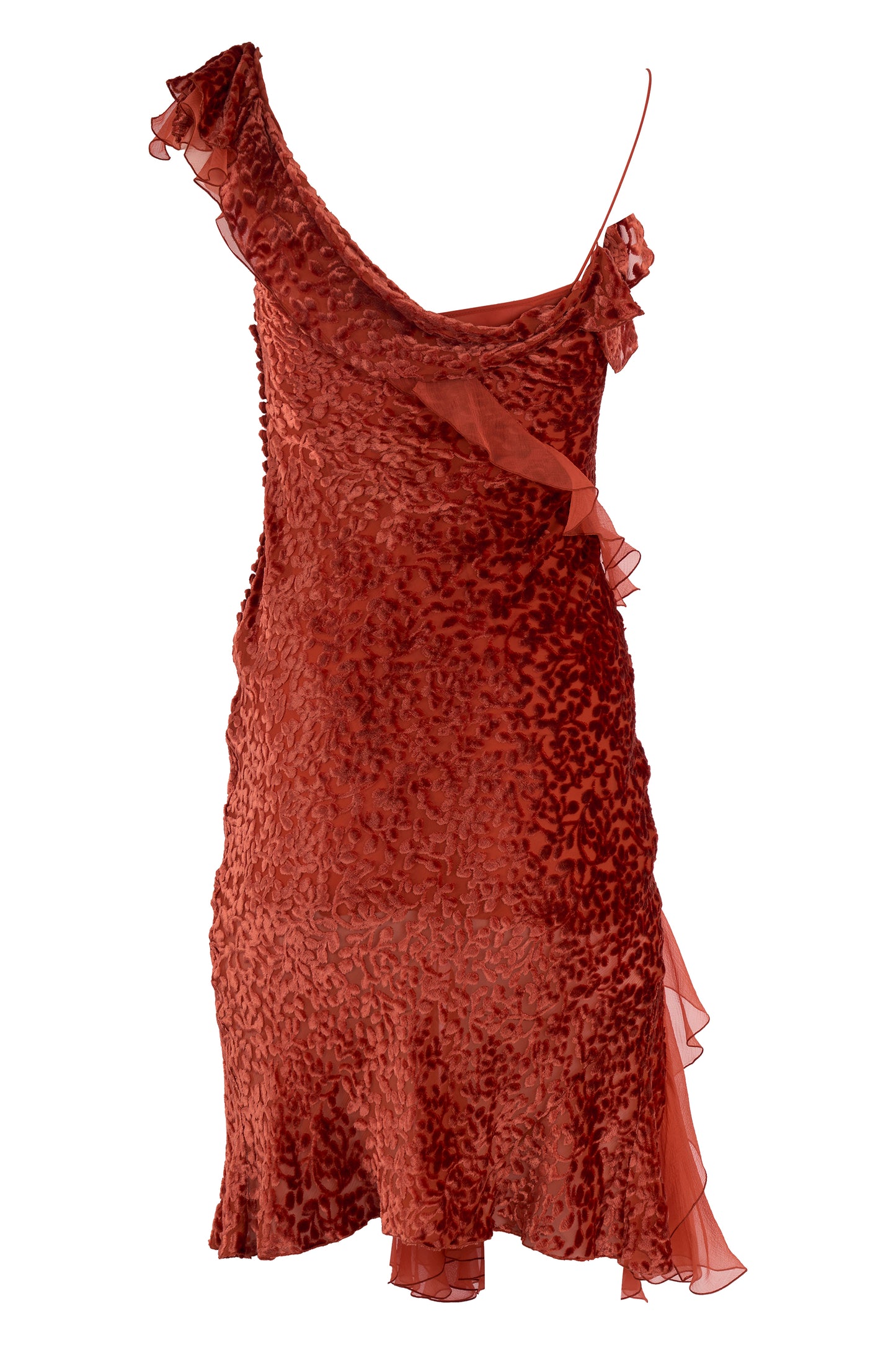 Vintage By John Galliano Circa 2000's Velvet  Bias Burnt Orange Dress