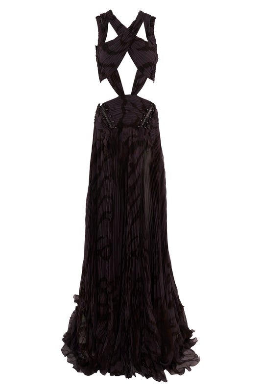 Roberto Cavalli Deep Grey Cut Out Maxi Gown