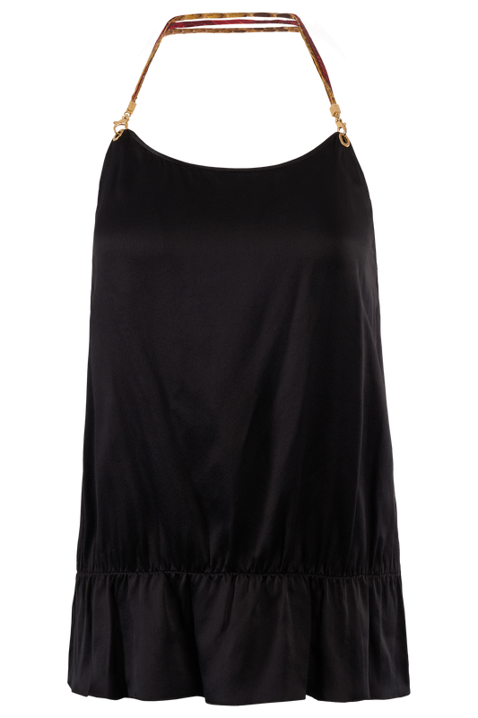 Vintage 2000's Iceberg Black Silk Python Halter Top