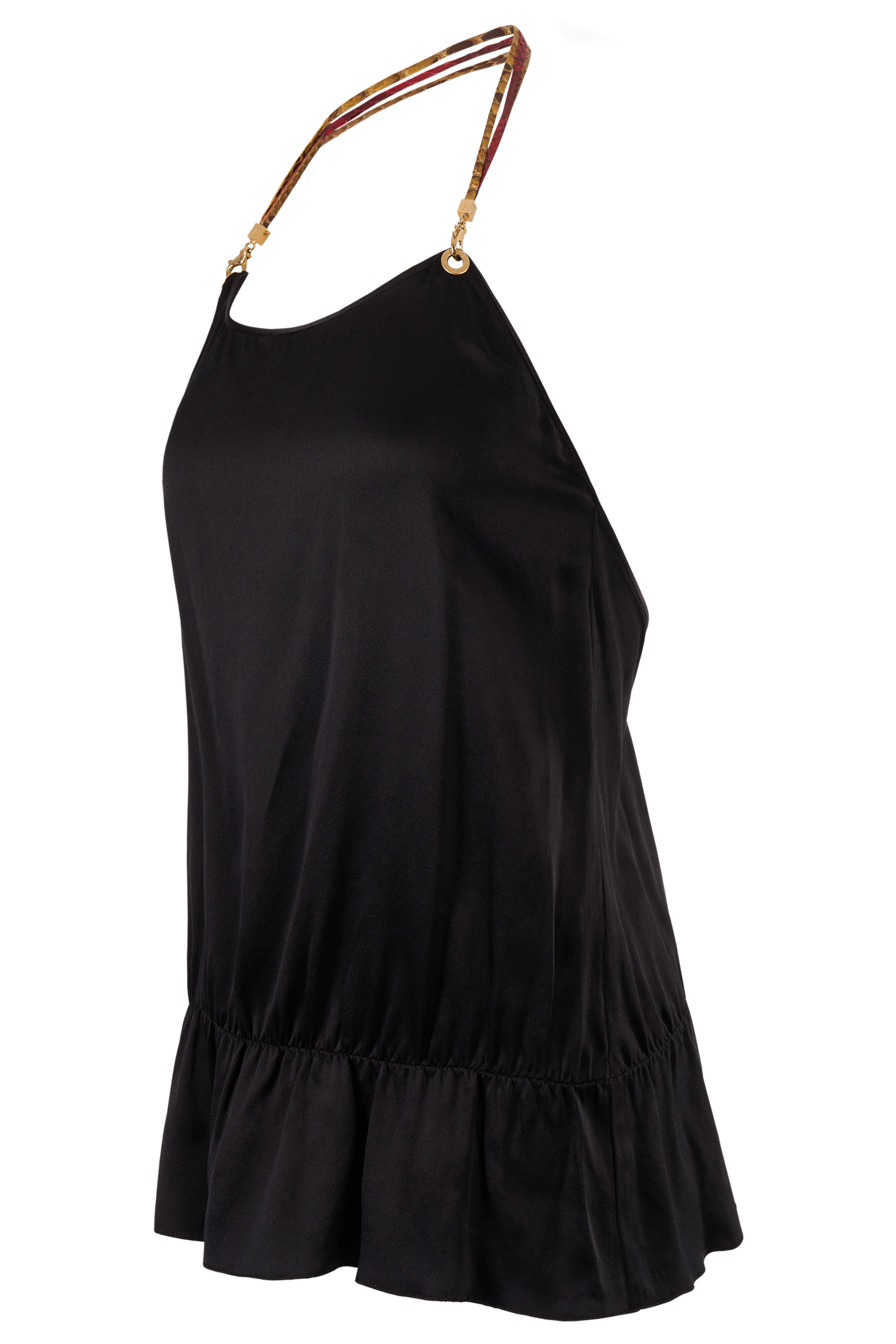 Vintage 2000's Iceberg Black Silk Python Halter Top