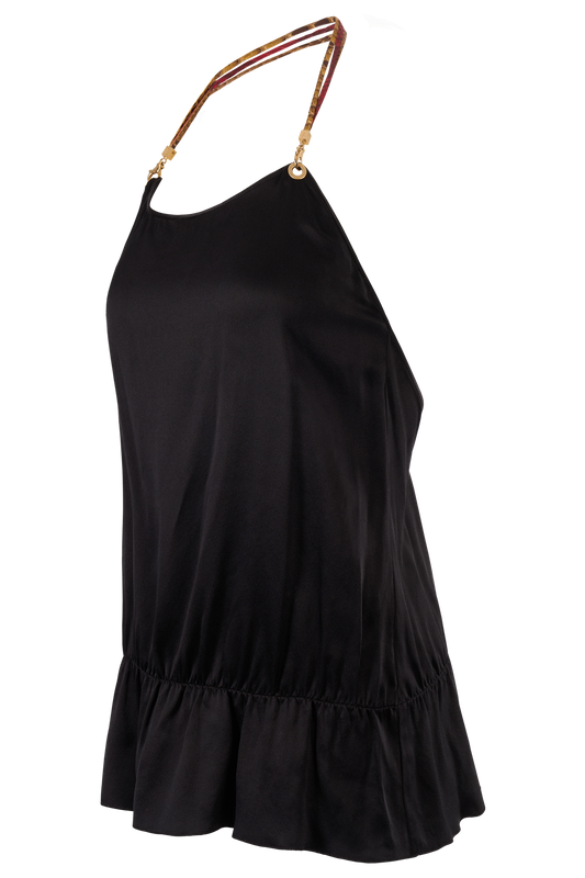 Vintage 2000's Iceberg Black Silk Python Halter Top