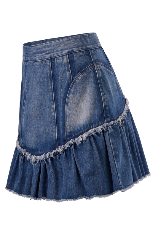 D&G S/S 2010 Runway Ruffle Denim Mini Skirt