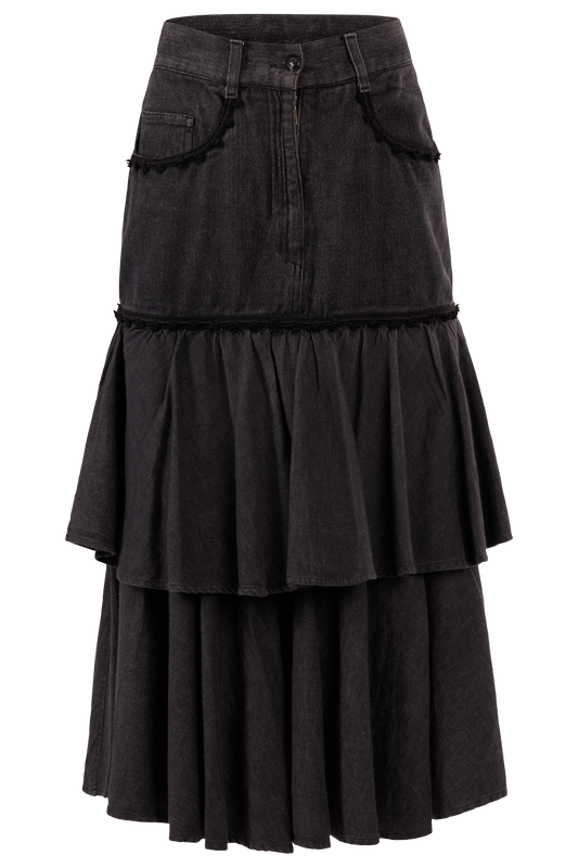 Vintage 2000's Moschino Dark Grey Denim Maxi Skirt