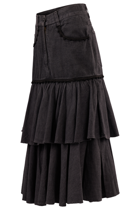 Vintage 2000's Moschino Dark Grey Denim Maxi Skirt