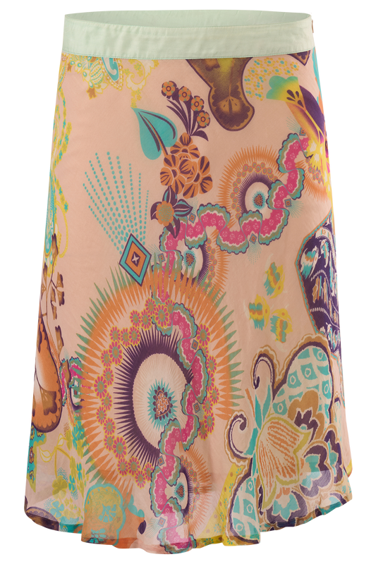 Vintage Christian Lacroix Silk Chiffon Low Rise Print Skirt