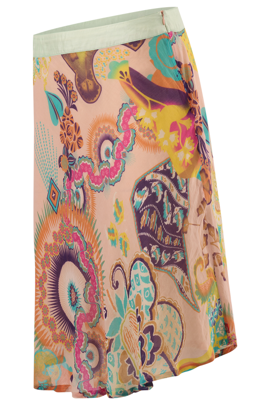 Vintage Christian Lacroix Silk Chiffon Low Rise Print Skirt