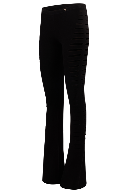 Versace Medusa Black Knit Cut Out Flared Pants