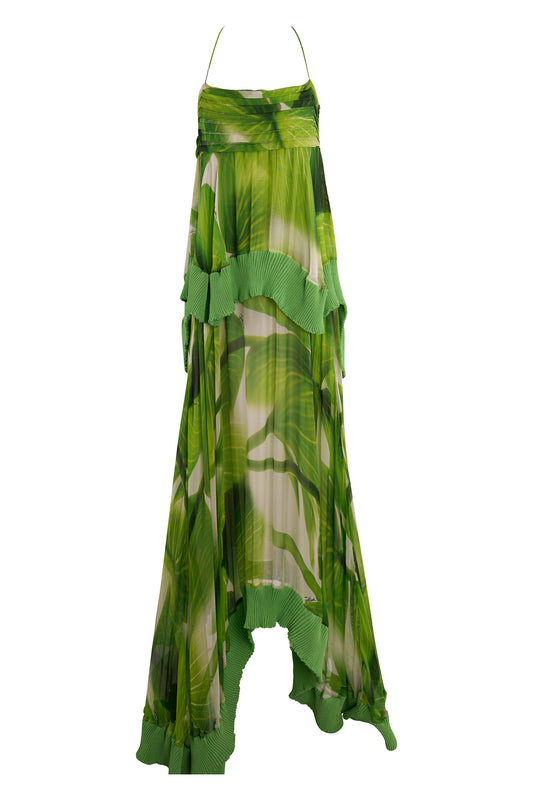 Vintage 2011 Just Cavalli Leaf Print Maxi Dress