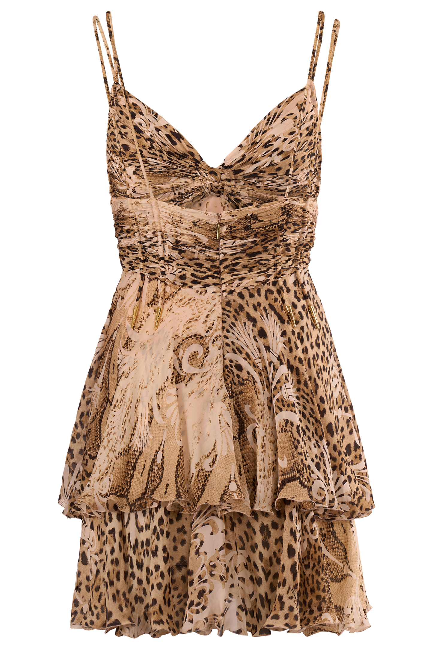 Vintage Roberto Cavalli 2006 Tiered Leopard Print Mini Dress