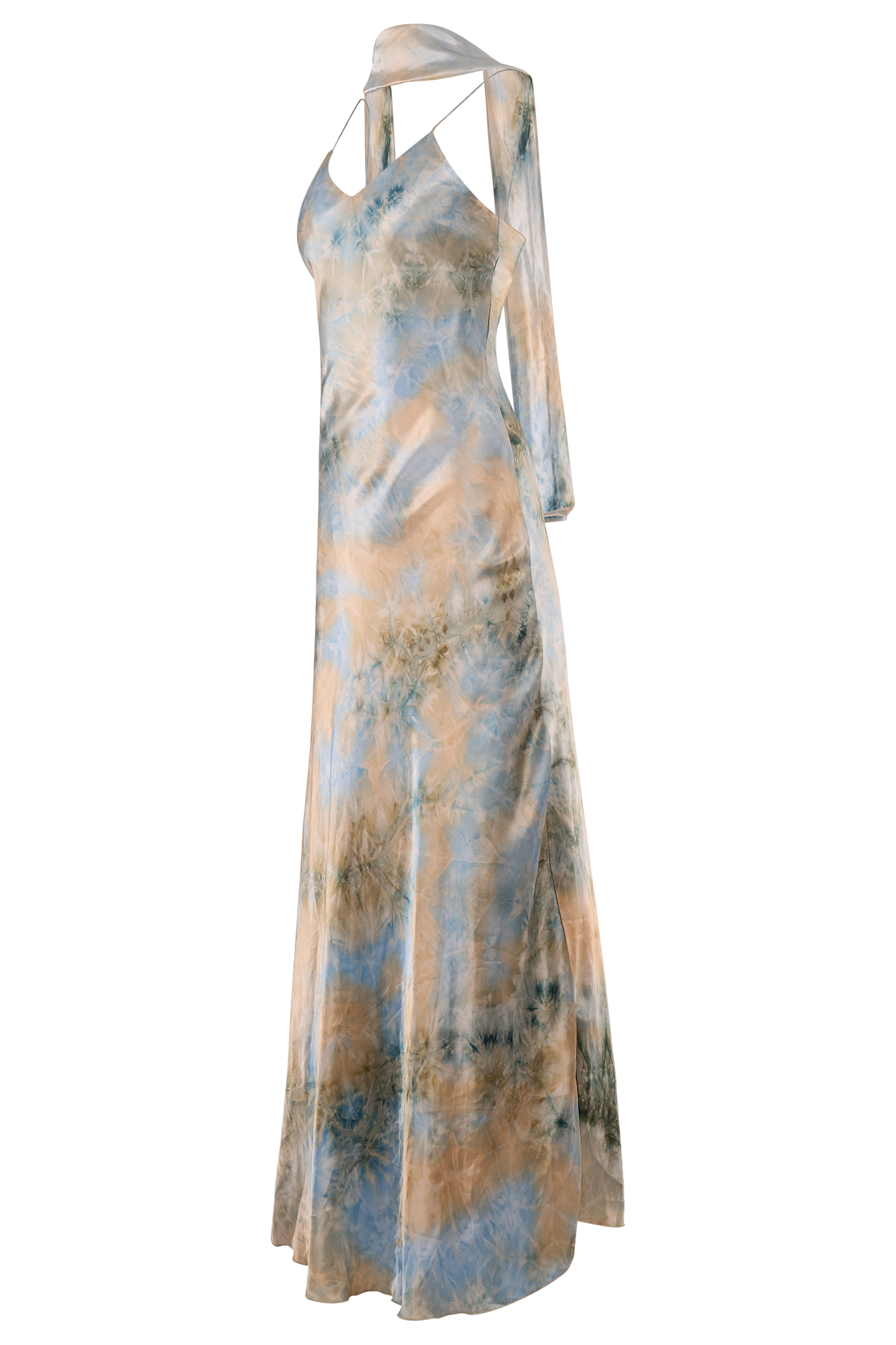 vintage 2000's Yves Calin Tie-Dye Silk Print Maxi Dress