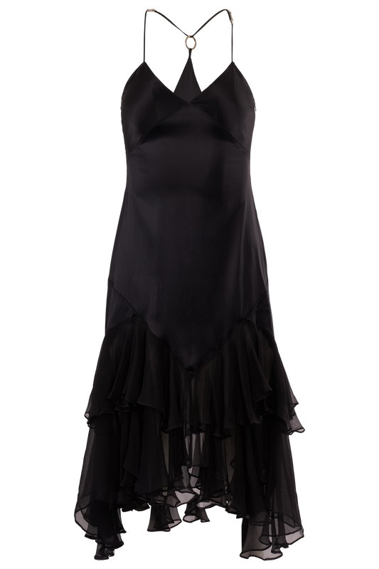 Vintage Roberto Cavalli 2004 Black Silk Dress