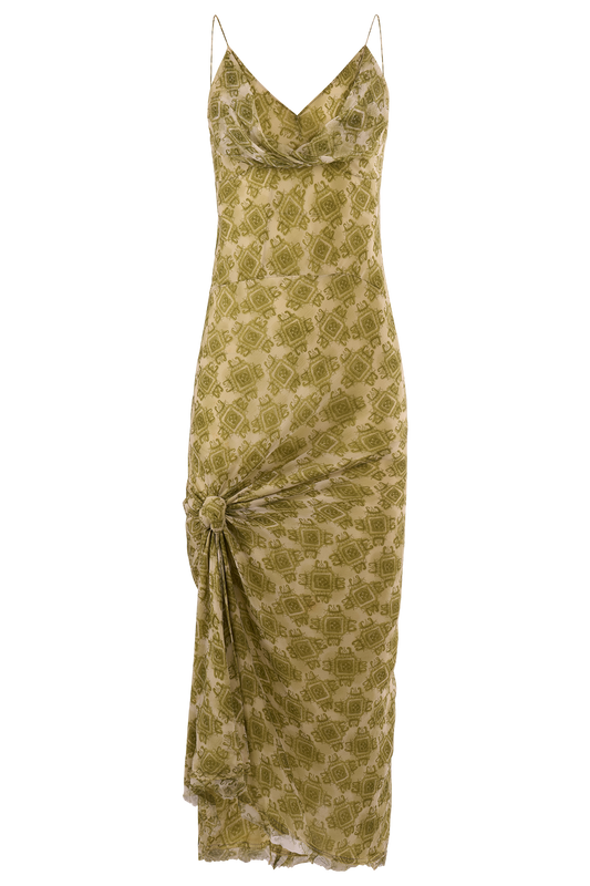 Vintage Ermanno Scervino Green Silk Print Dress
