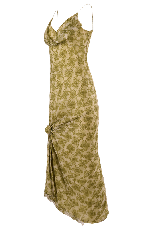 Vintage Ermanno Scervino Green Silk Print Dress