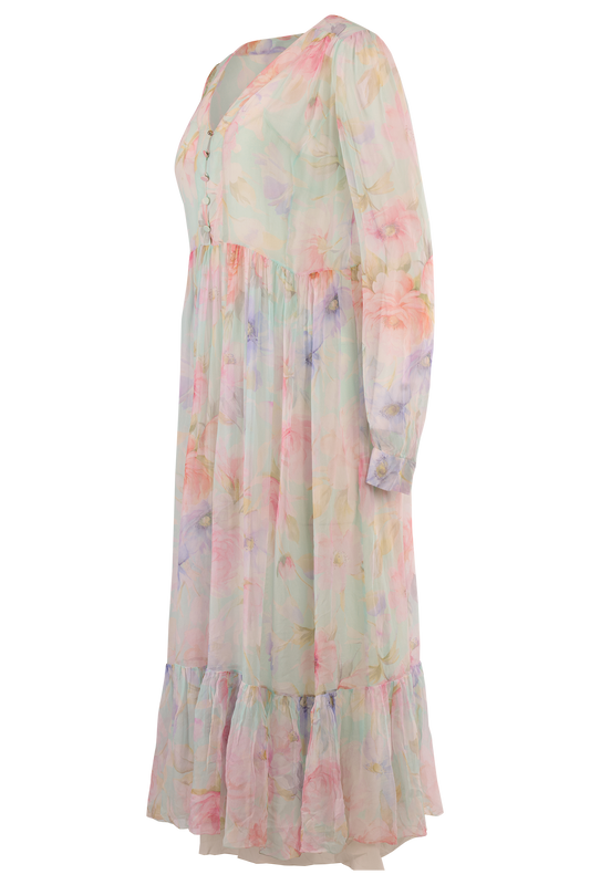 Vintage Blumarine Long Sleeves Floral Sheer Dress