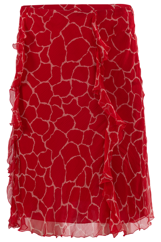 Vintage 2000's Blumarine Red Silk  Print Skirt