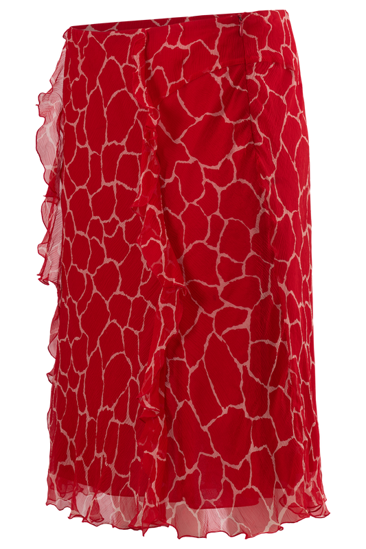 Vintage 2000's Blumarine Red Silk  Print Skirt