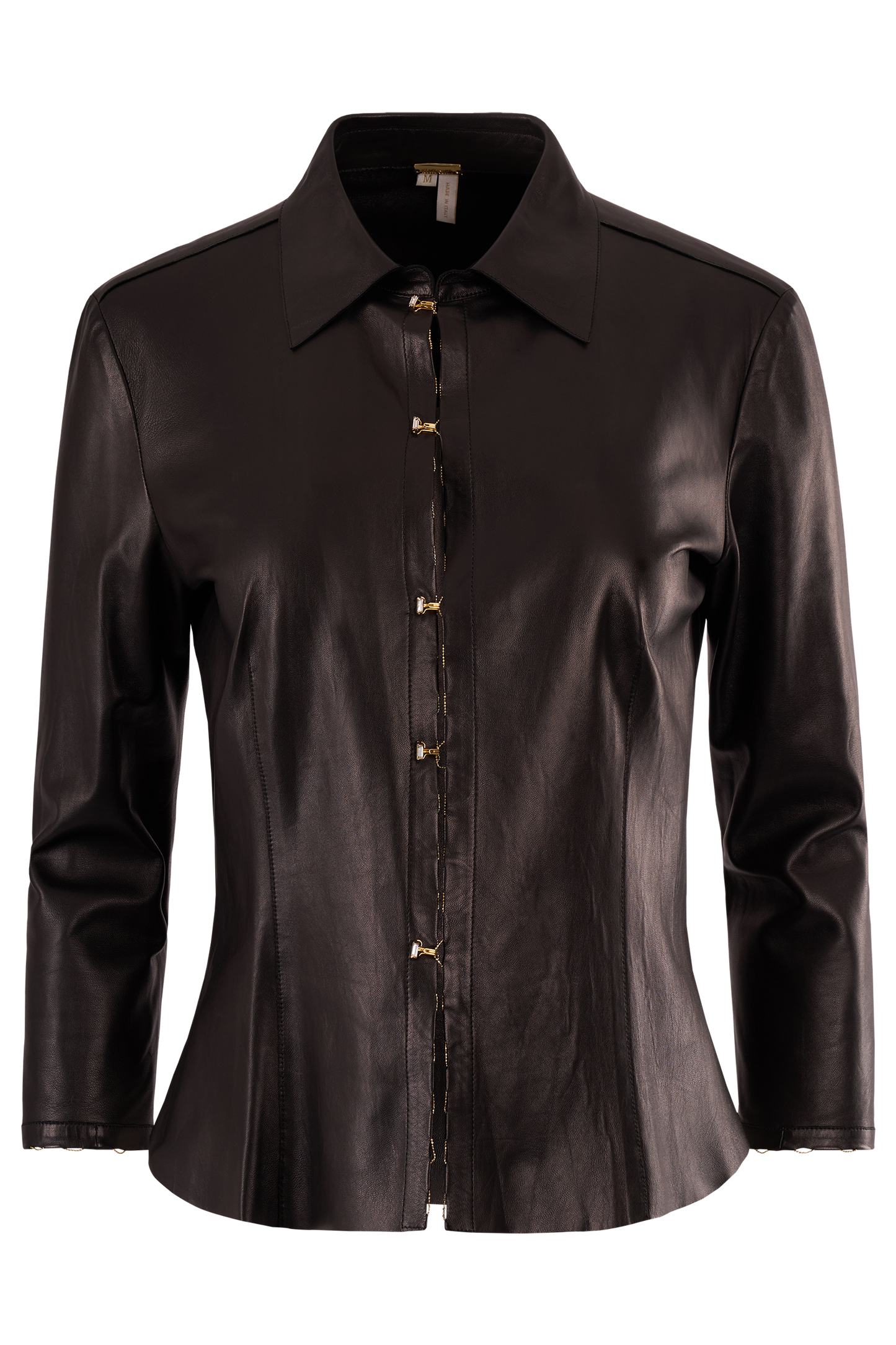 Vintage  Roberto Cavalli 2000's Black Leather Shirt
